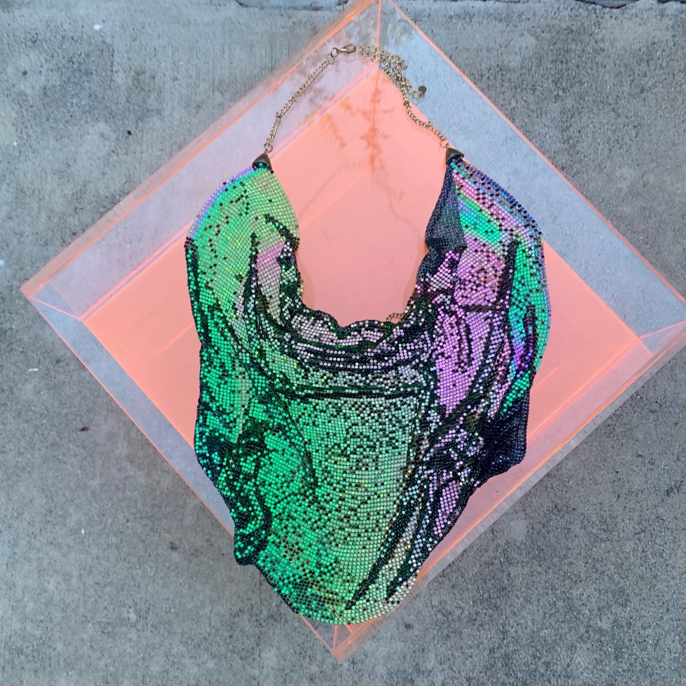Metallic halter top
